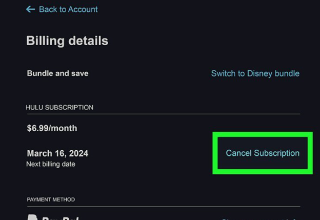 cancel Hulu subscription