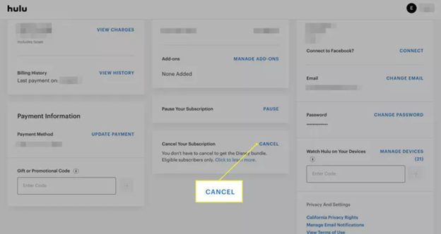 cancel Hulu subscription