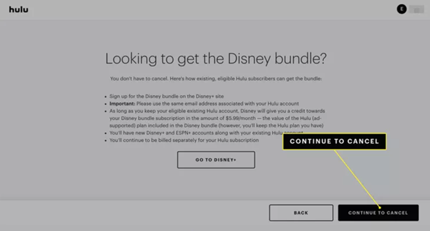 confirm and cancel Hulu subscription